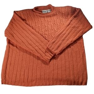 Fashion Bug Orange Long Sleeve Cable Knit Sweater with Shoulder Pads